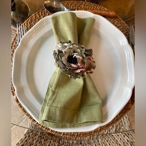 Vintage Faux Floral Napkin Ring Set of 8